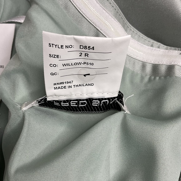 ALFRED SUNG Off Shoulder Bow Satin Corset Fit/Flare Skirt Willow GreenMaxi Dress - Picture 11 of 13